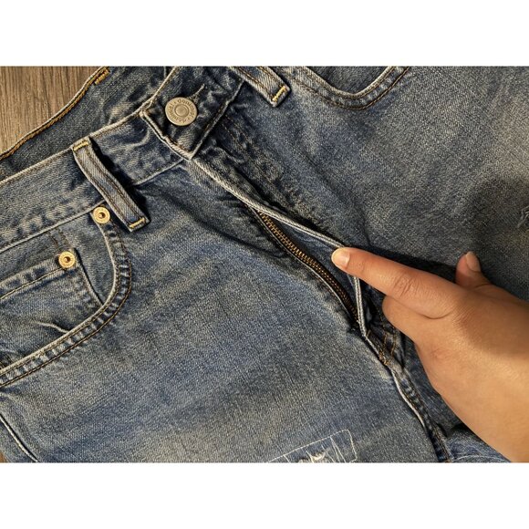 Denimist Nic Mid Rise Cutoff Blue Distressed High Rise Shorts Size 26 Festival - Picture 6 of 6